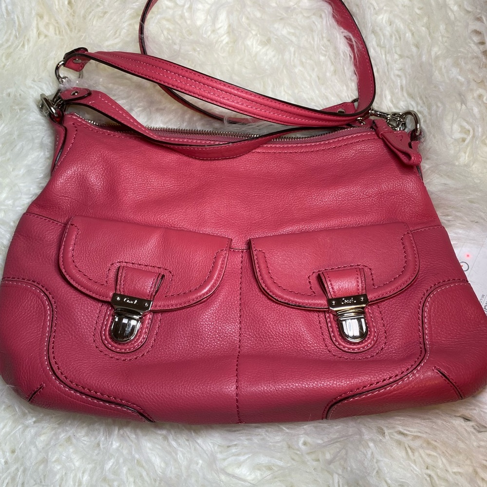 COACH Poppy Avery Salmon Pebbled Leather  Crossbody Shoulderbag- #22423